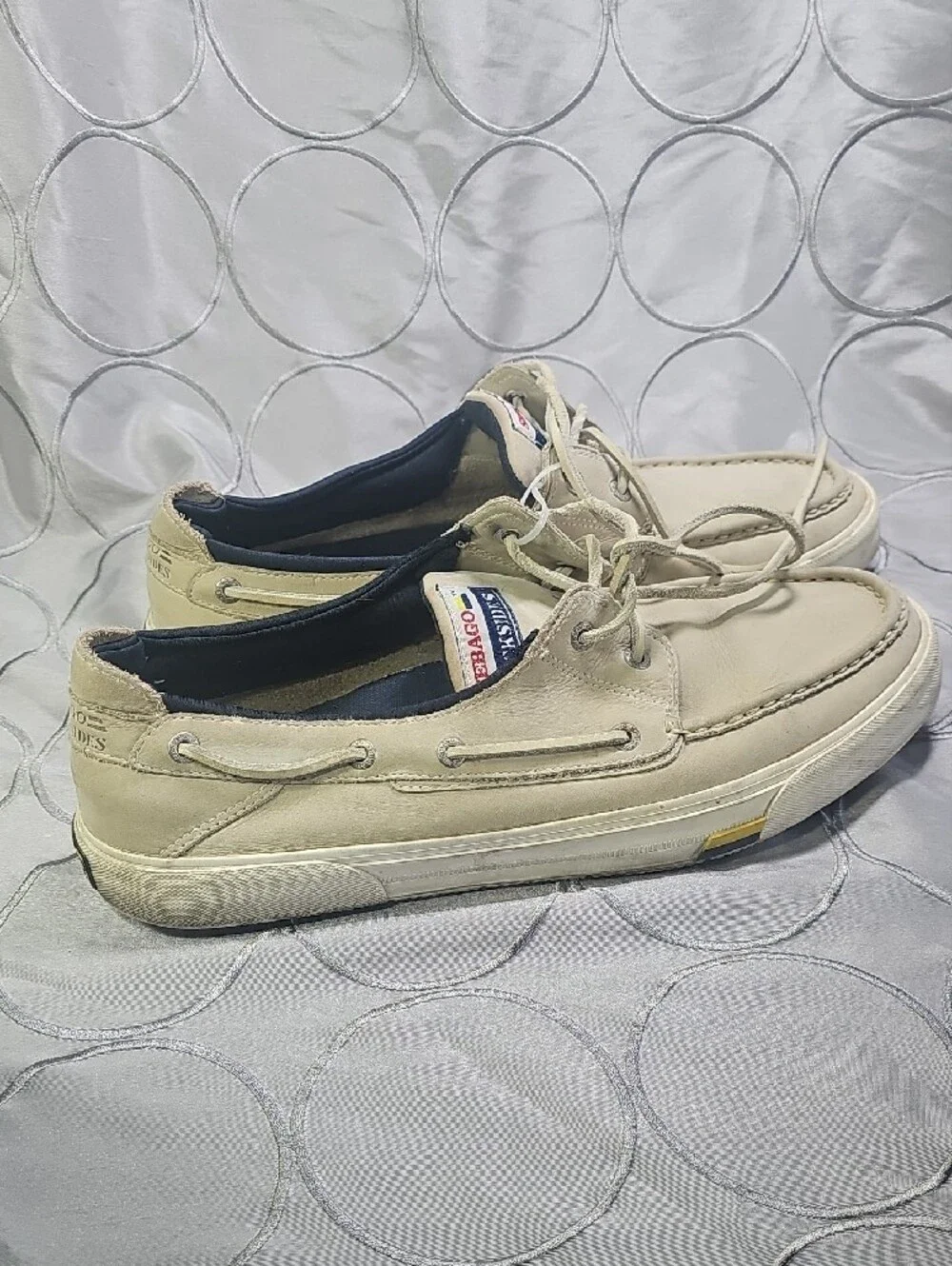 Sebago Dock Slides Suede Leather Cream/Tan Dockside Moccasins Yacht Shoes D29